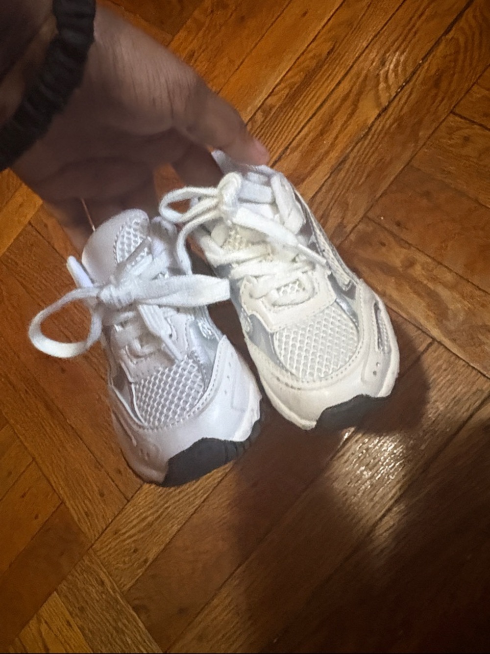 Zara White Kids Athletic Sneakers with Black Toe Accents